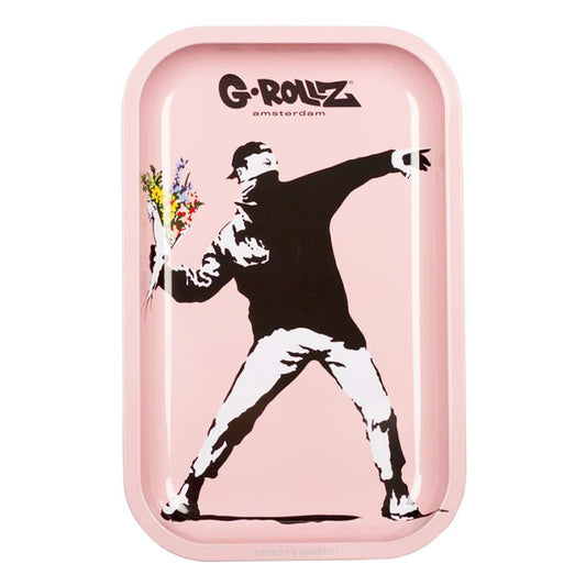 G•Rollz Banksy 'Flower Bomber' Pink Tray