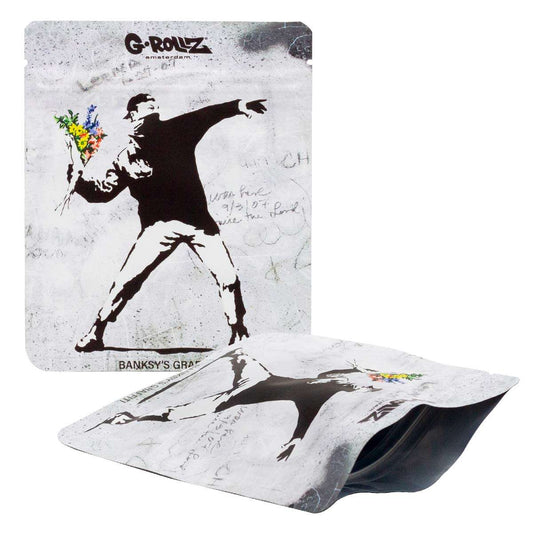 G•Rollz Banksy 'Flower Bomber' Smellproof Bag 10x12.5cm