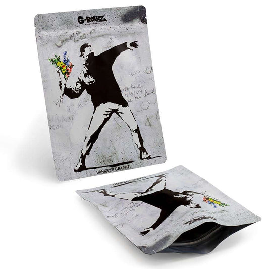 G•Rollz Banksy 'Flower Bomber' Smellproof Bag 15x20cm