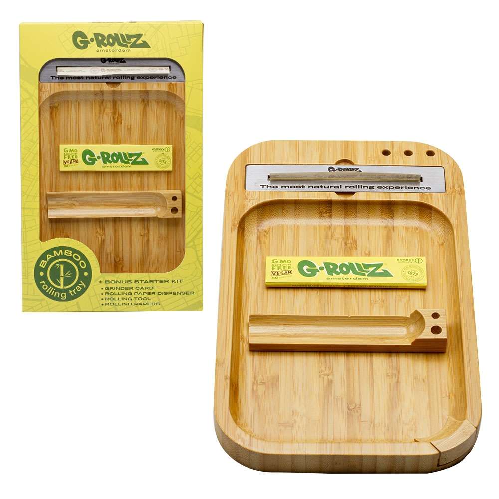 Benji Bankroll Mini Bamboo Rolling Tray Kit, Rolling Papers